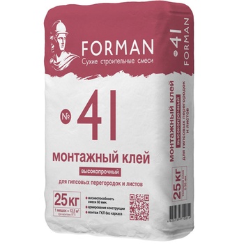 Монтажный клей для гипсовых перегородок и листов высокопрочный Forman 41 (Форман)