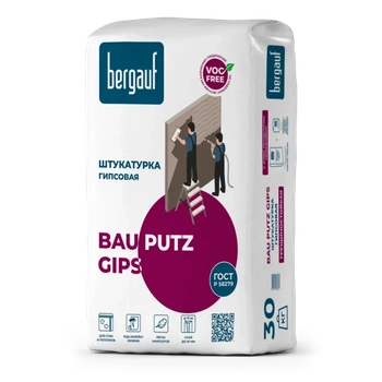BERGAUF Bau Putz Gips штукатурка гипсовая трещиностойкая для стен и потолков, 30 кг (Бергауф)